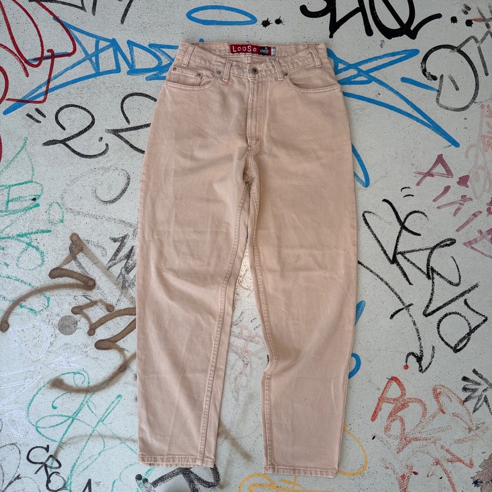 Vtg Levis SilverTab LOOSE Jeans Mens 32x30 Tan Khaki Cotton Denim USA Made 90s